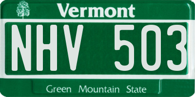 VT license plate NHV503