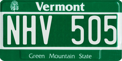 VT license plate NHV505