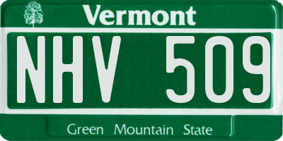 VT license plate NHV509