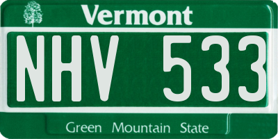 VT license plate NHV533