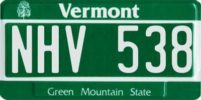 VT license plate NHV538