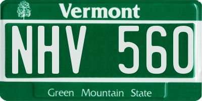 VT license plate NHV560