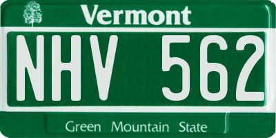 VT license plate NHV562