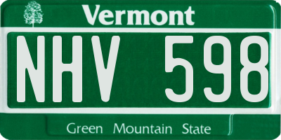 VT license plate NHV598