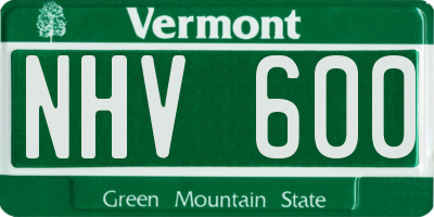 VT license plate NHV600