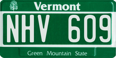 VT license plate NHV609