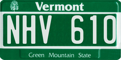 VT license plate NHV610