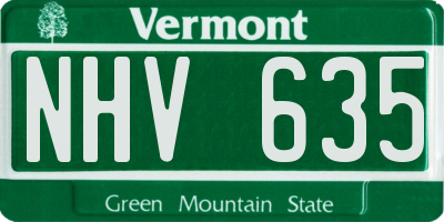 VT license plate NHV635