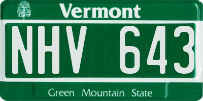 VT license plate NHV643