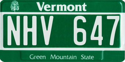 VT license plate NHV647