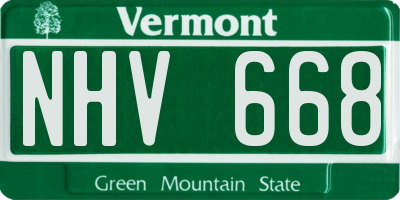 VT license plate NHV668
