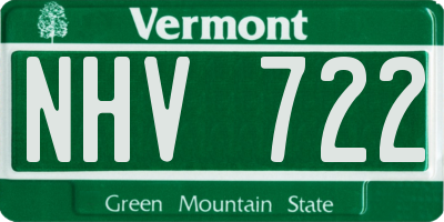 VT license plate NHV722