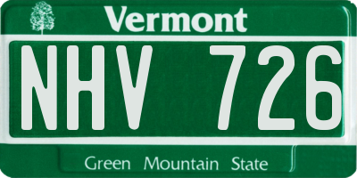 VT license plate NHV726