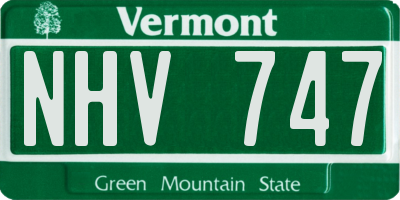 VT license plate NHV747