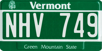 VT license plate NHV749
