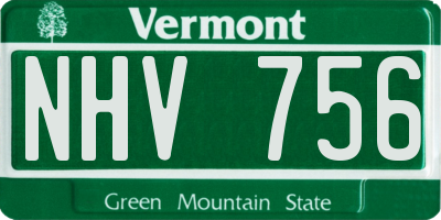VT license plate NHV756