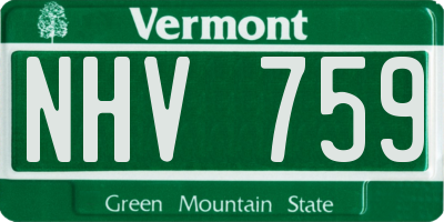 VT license plate NHV759