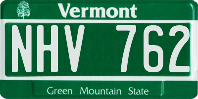 VT license plate NHV762