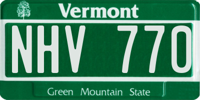VT license plate NHV770