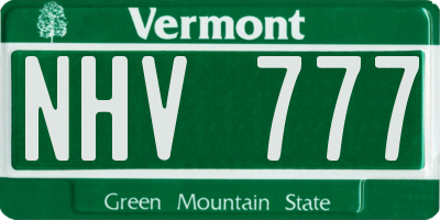 VT license plate NHV777