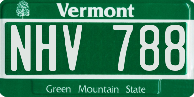 VT license plate NHV788