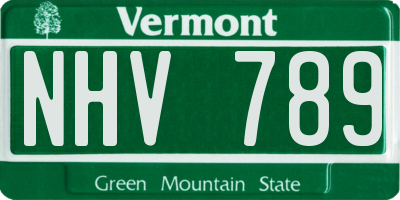 VT license plate NHV789
