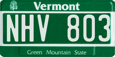 VT license plate NHV803