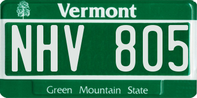 VT license plate NHV805