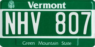 VT license plate NHV807