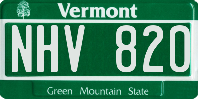 VT license plate NHV820