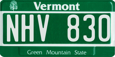 VT license plate NHV830