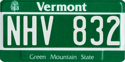 VT license plate NHV832