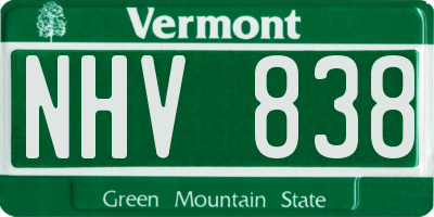 VT license plate NHV838