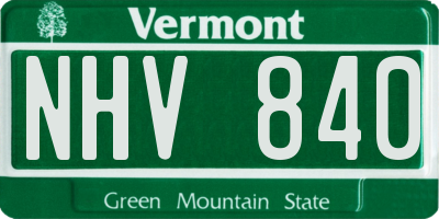 VT license plate NHV840