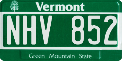 VT license plate NHV852