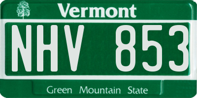 VT license plate NHV853