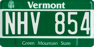 VT license plate NHV854
