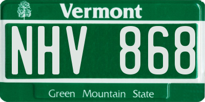 VT license plate NHV868