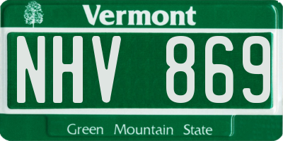 VT license plate NHV869