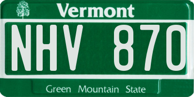VT license plate NHV870