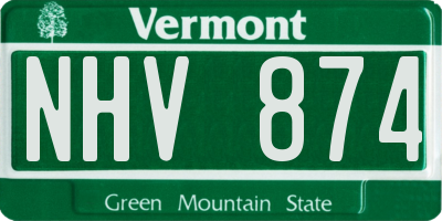 VT license plate NHV874