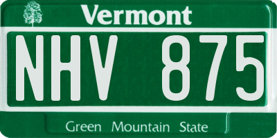 VT license plate NHV875