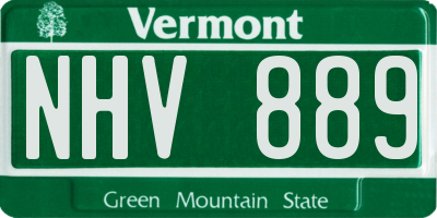 VT license plate NHV889