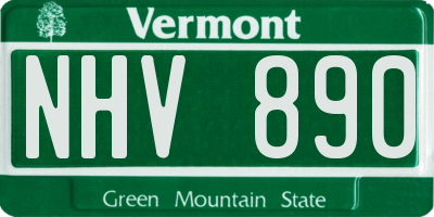 VT license plate NHV890