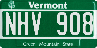 VT license plate NHV908