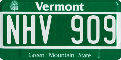 VT license plate NHV909