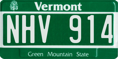 VT license plate NHV914