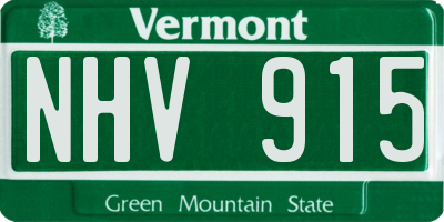 VT license plate NHV915