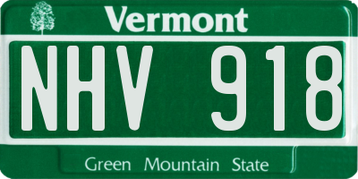 VT license plate NHV918