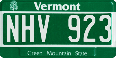VT license plate NHV923